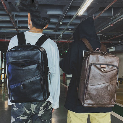 Korean Style Backpack Men's PU Leisure Travel