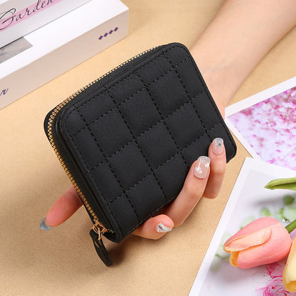 fashion plaid embroidered card holder mini ladies