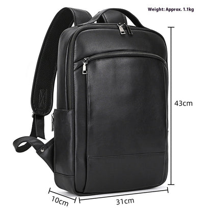high end mens leather large capacity backpack 16 inch