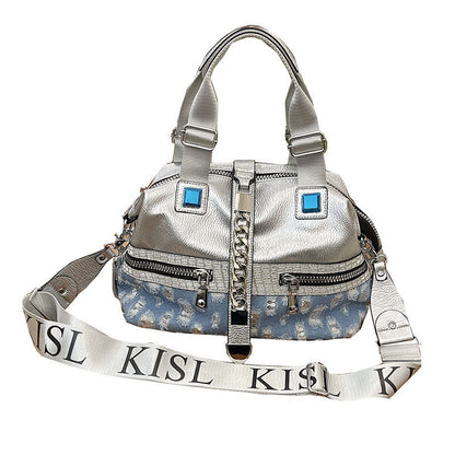 ripped chain portable messenger bag for women
