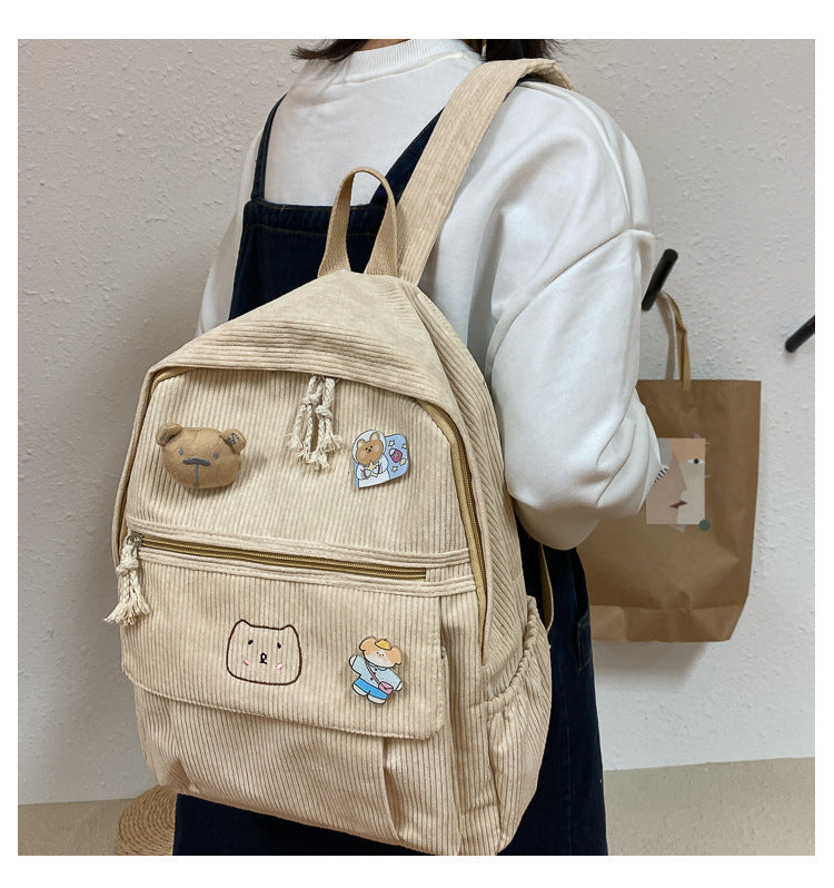 high school and college student corduroy all match corduroy backpack