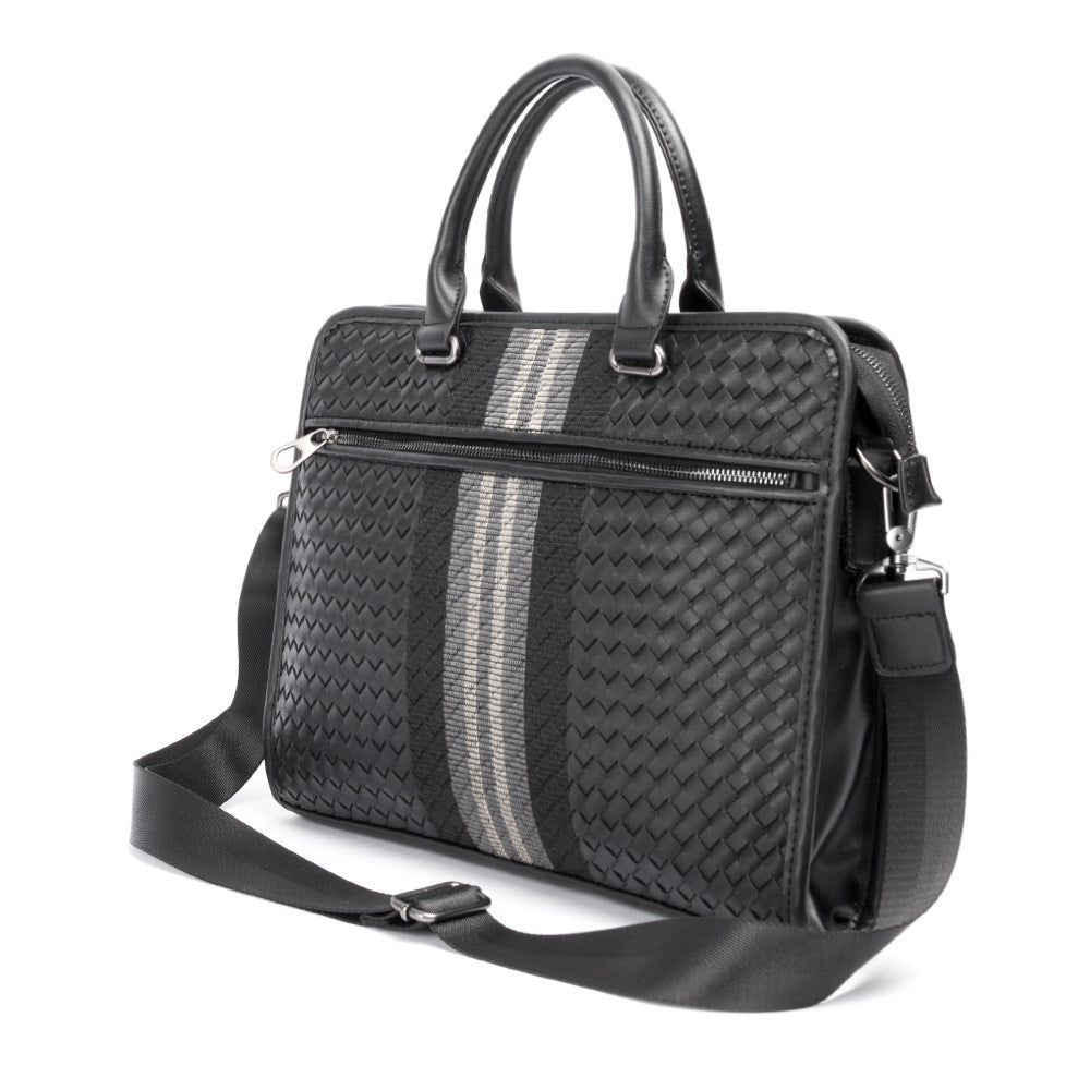 stitching woven business casual briefcase mens shoulder crossbody computer bag