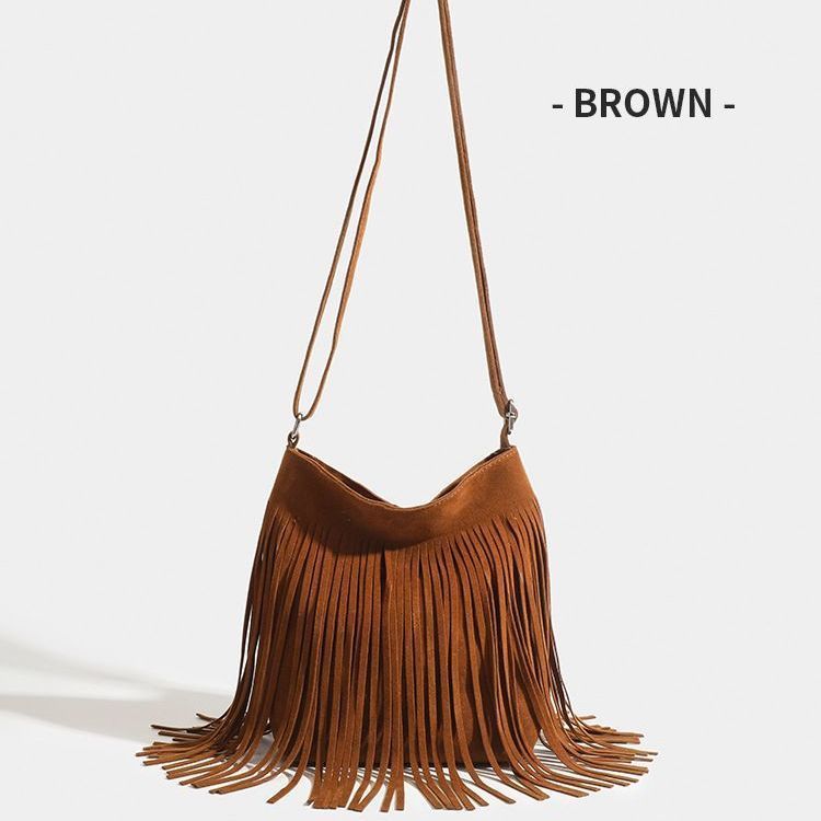 artistic tassel simple and popular shoulder bag