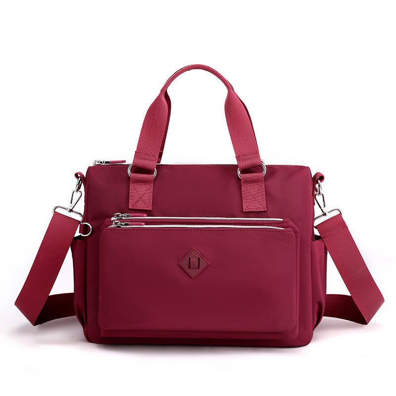 fashion trendy one shoulder bag multi layer waterproof nylon women