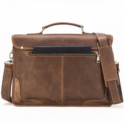 vintage leather business briefcase european and american large capacity mens diagonal cross
