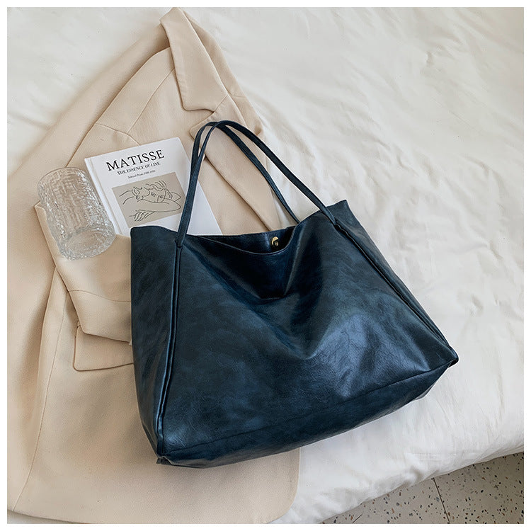 fashion handbag new autumn and winter japanese and korean large capacity soft leather shoulder bag retro casual handbag