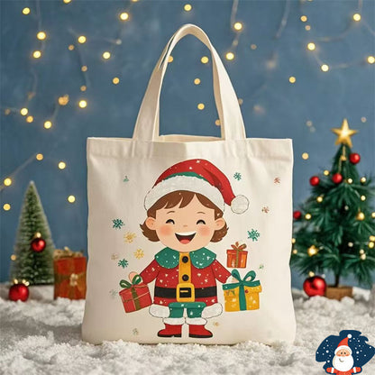 santa claus gift christmas eve portable canvas bag