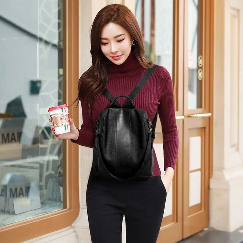 womens solid color large capacity backpack