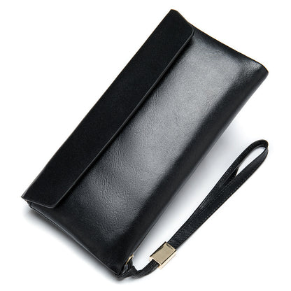 retro large capacity multiple card slots long genuine leather wallet