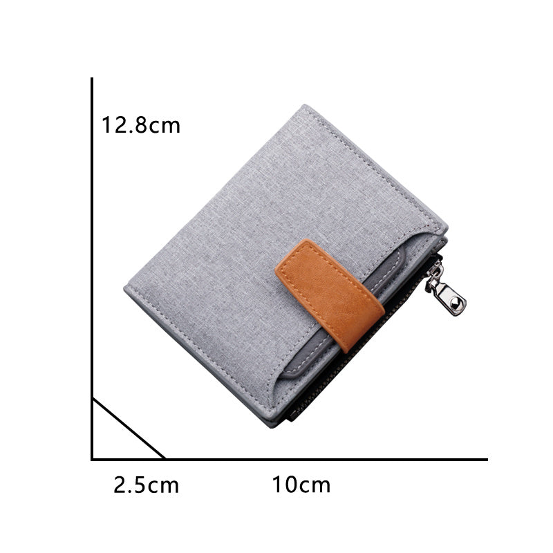 mens button short wallet oxford cloth large capacity canvas wallet