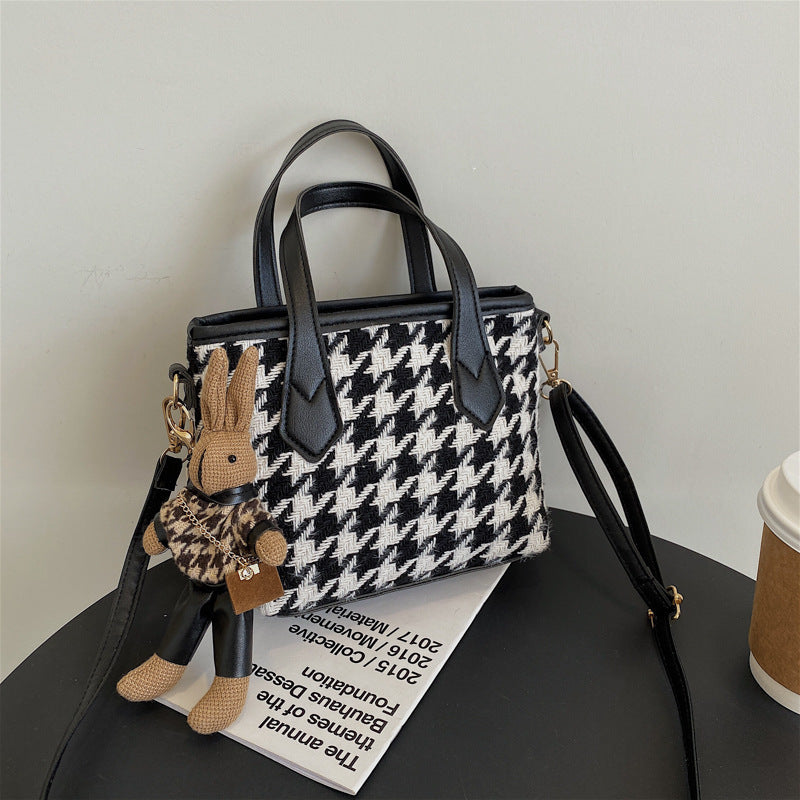 all match houndstooth shoulder portable messenger bag