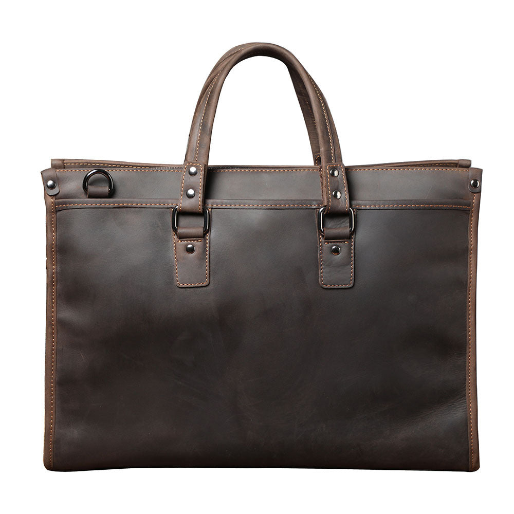 first layer cowhide mens business large capacity genuine leather laptop bag