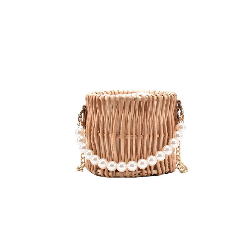 Simple Pearl Portable Straw Woven Bag