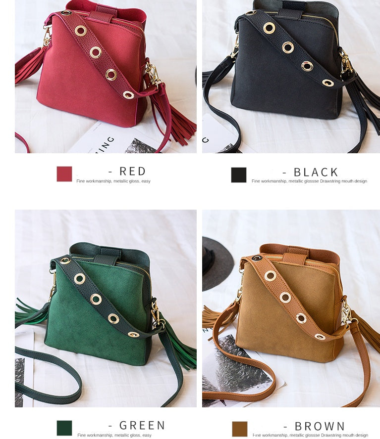 spring-new-frosted-tassel-bucket-bag-korean-version-of-the-wild-shoulder-bag-female-handkerchief-retro-messenger