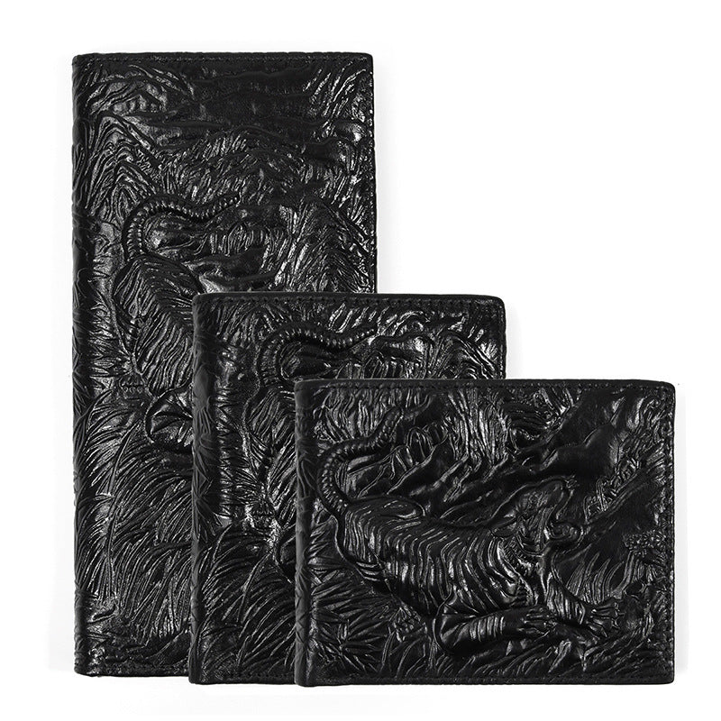 mens leather wallet embossed wallet crazy horse leather