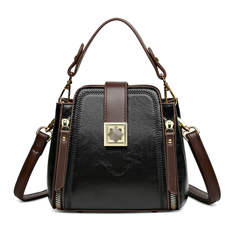 womens retro easy matching soft leather textured handbag shoulder crossbody