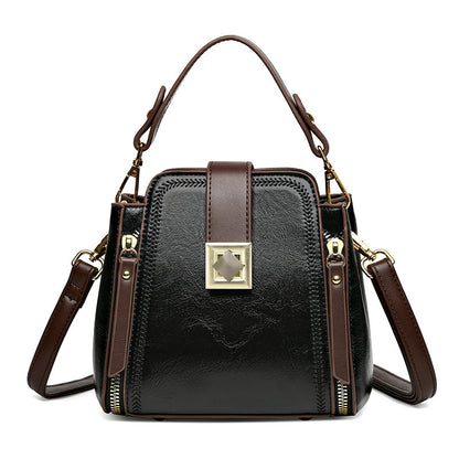womens retro easy matching soft leather textured handbag shoulder crossbody
