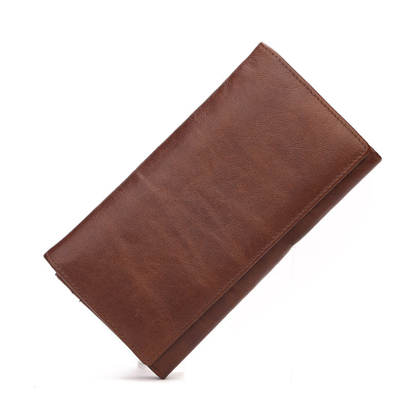 first layer leather wallet long vintage oil wax