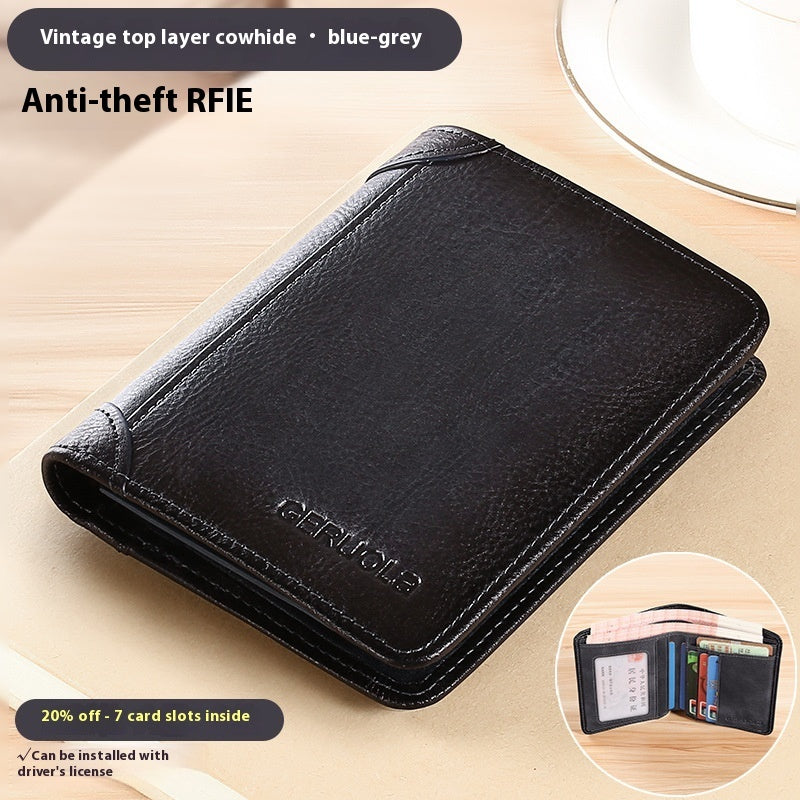 genuine leather anti theft swiping ultra thin cheng e wallet