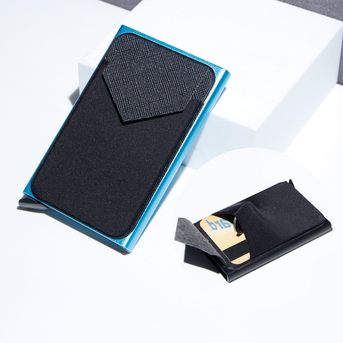 metal card strap lycra cloth anti theft swiping aluminum alloy credit card box business card case multi card holder