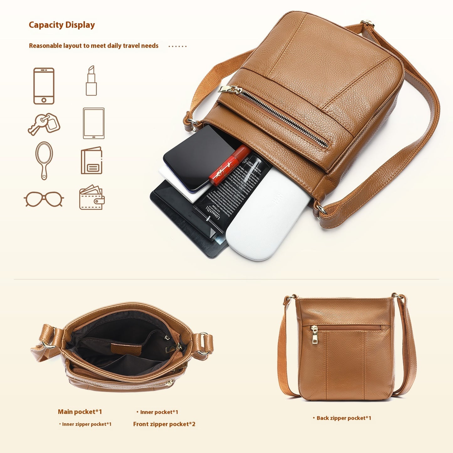 new mother style first layer cowhide messenger bag