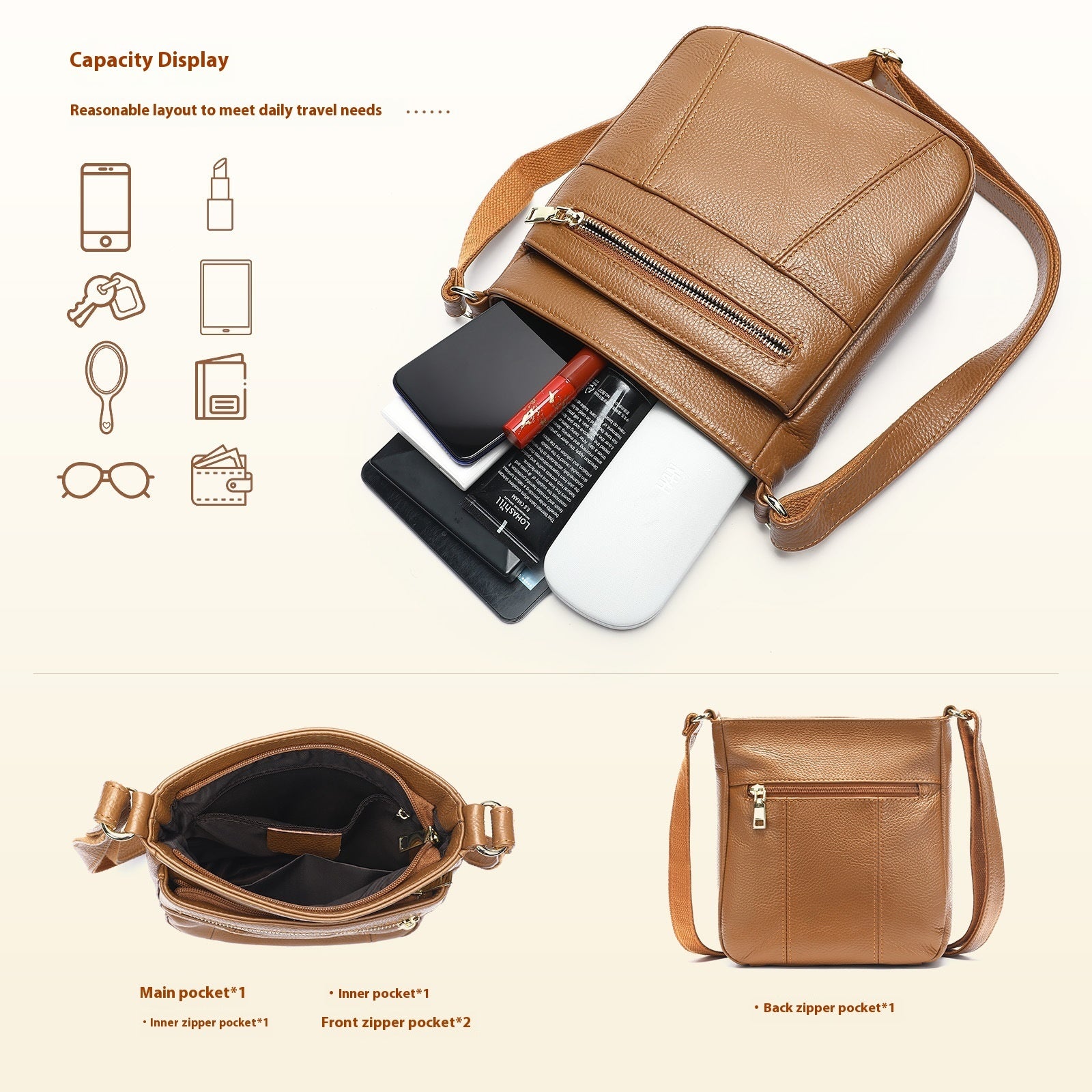 new mother style first layer cowhide messenger bag