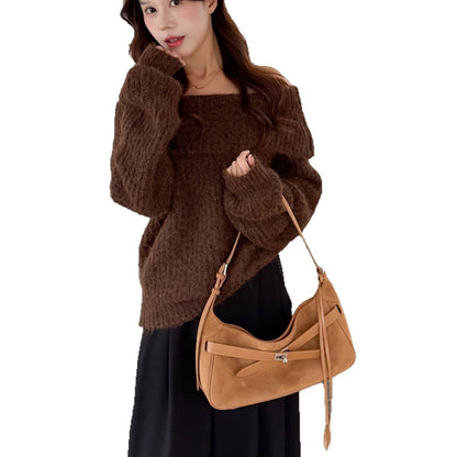 Large-Capacity Tote Bag In Matte Cowhide, Shoulder Or Crossbody Style