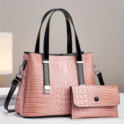 womens fashion crocodile pattern large capacity combination bags