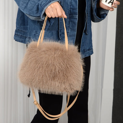 portable plush bag fashion shoulder messenger bag female bags