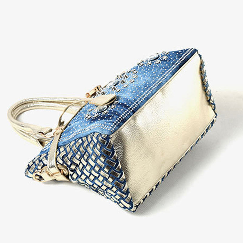 new diamond studded denim single shoulder messenger bag