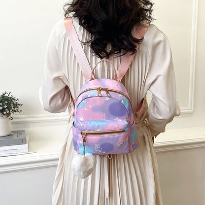 nylon cloth large capacity simple casual simple candy color texture hand carrying backpack