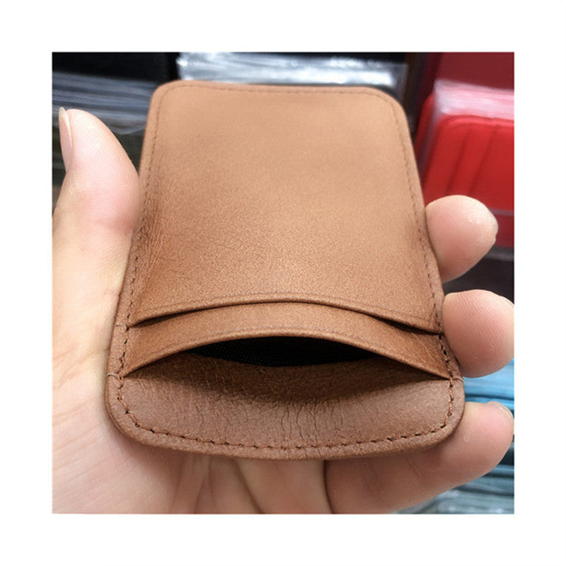 genuine leather men wallet brown coin purse small mini card