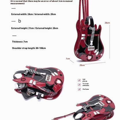 creative contrast color cute scarf two shoulders cross body guitar backpack sweet