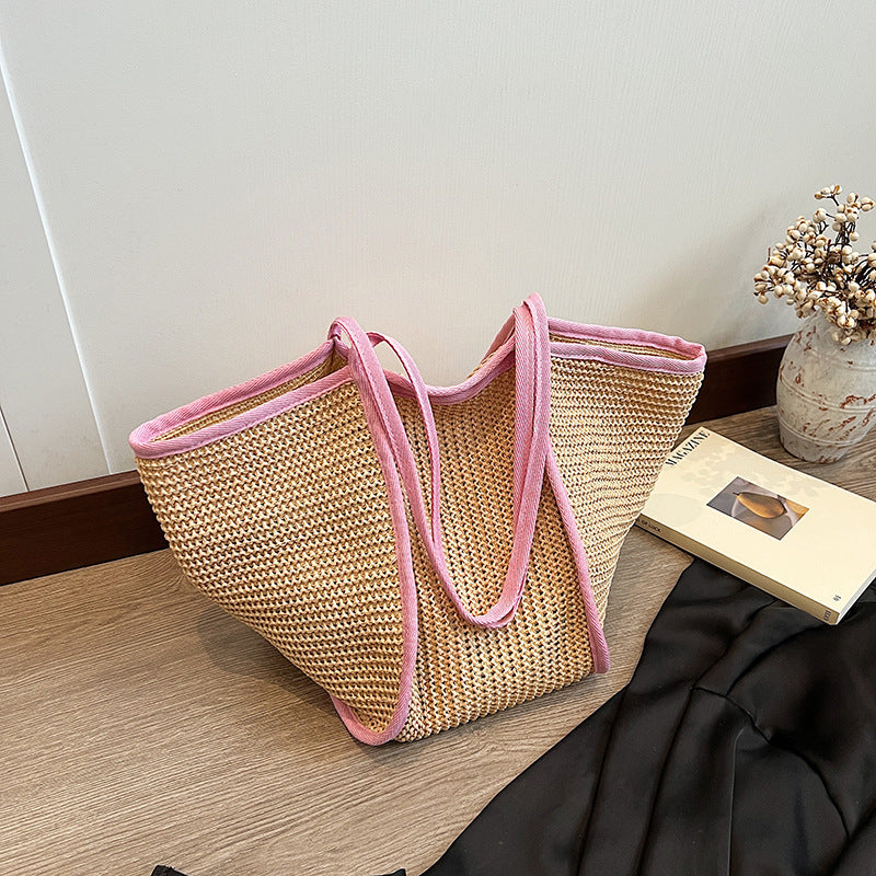 handbag all match one shoulder straw woven