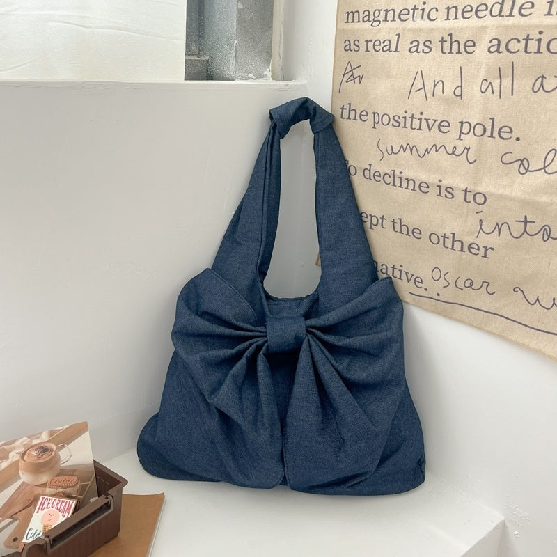 large-capacity-bow-shoulder-underarm-tote-bag-washed-denim-canvas-bag