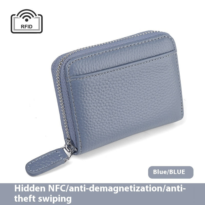 2024 rfid genuine leather card wallet men women purse with coin pocket zipper credit card holder small wallets bags