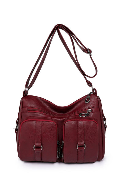 solid color pu crossbody bag for women