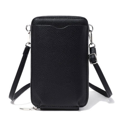 lychee pattern vertical zipper mobile phone foreign trade mini large capacity womens shoulder bag