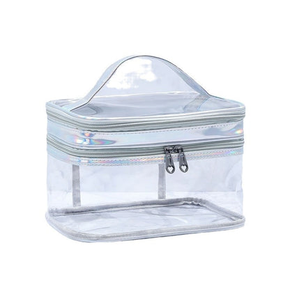 double layer transparent cosmetic bag large capacity dry wet separation