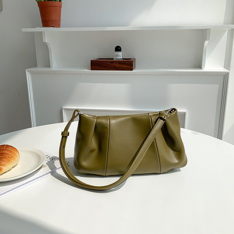 Fashion Zipper Pleated Portable Underarm Bag