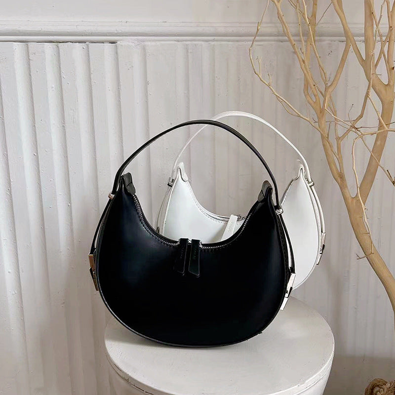 handbag crescent metal buckle small round bag women