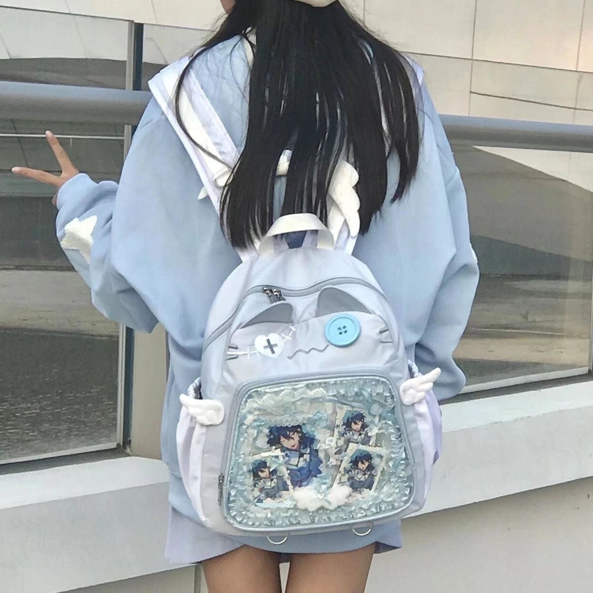 japanese transparent preppy style large capacity casual backpack
