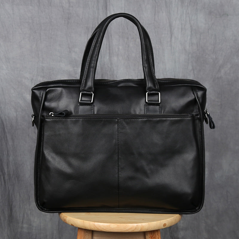 mens portable leather leisure briefcase