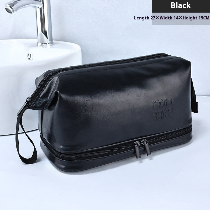 pu mens toiletry bag british style good looking double layer large capacity