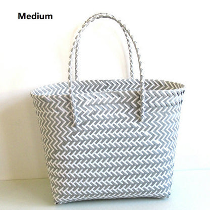 woven portable striped color matching beach fashion womens bag