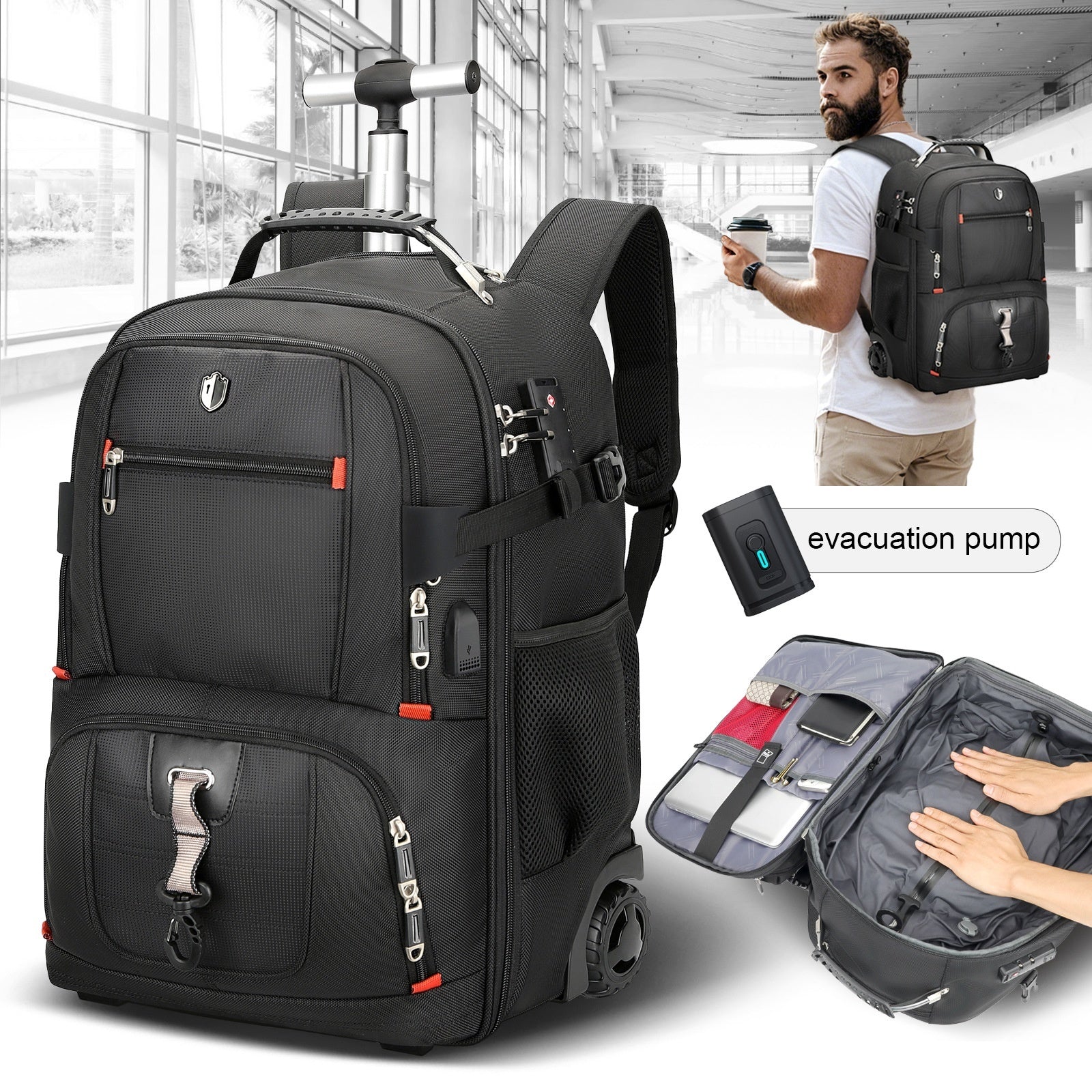 swicky trolley high grade large capacity boarding backpack
