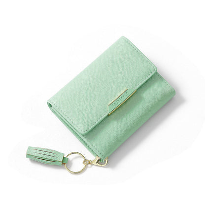 simple womens short wallet tassel small folding