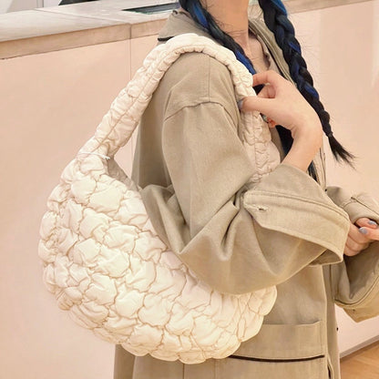 lightweight and large capacity crossbody rhombus pleated big bag