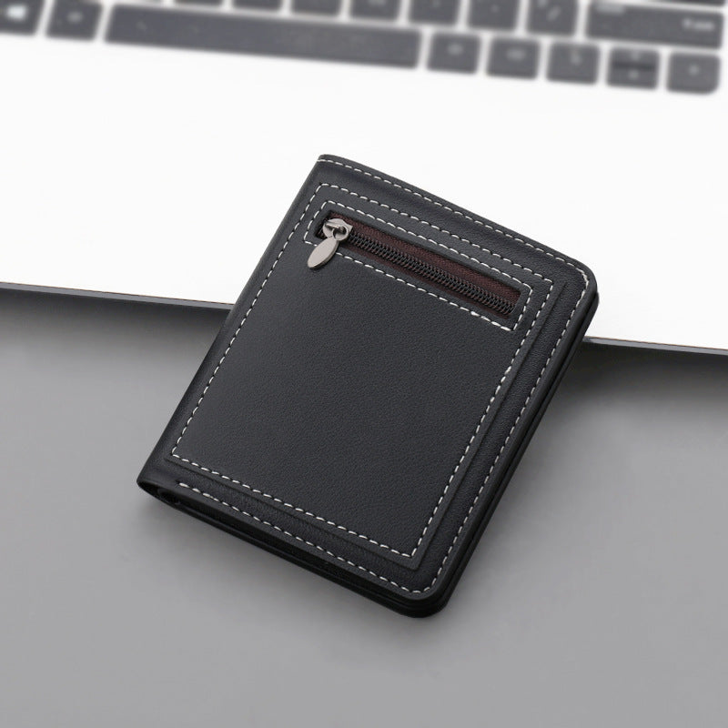 fashion personality vertical zippered wallet for men