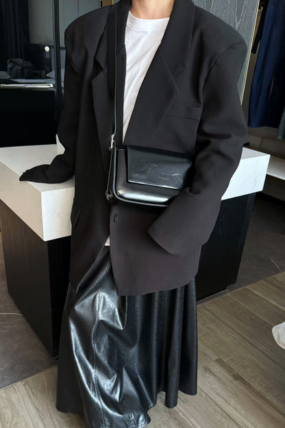 fashion winter all matching oil wax leather shoulder underarm bag